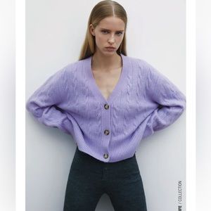 Zara Lavender V-Neck Sweater